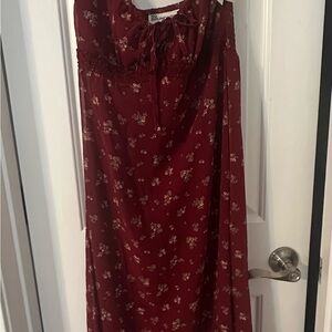 No Boundaries Burgundy Floral Midi Dress